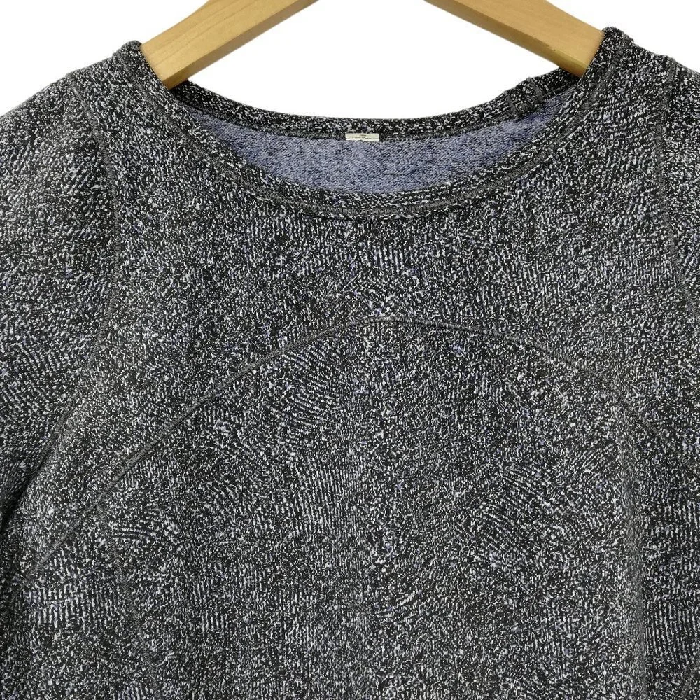Lululemon Cypress Kiss Long Sleeve Size 10 Fusion Jacquard Black Violet Viola